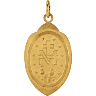 14K Yellow 20x13 mm Oval Miraculous Medal Pendant  