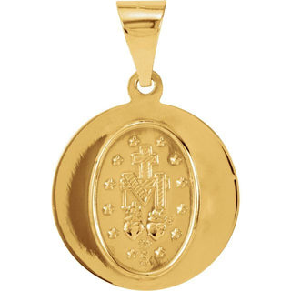 14K Yellow 15 mm Hollow Round Miraculous Medal