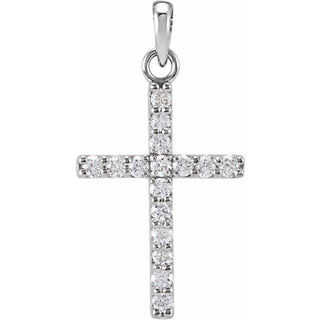 14K White 1/5 CTW Lab-Grown Diamond Cross Pendant
