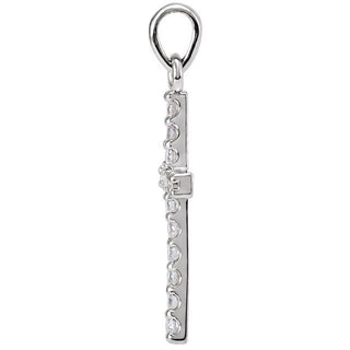 14K White 1/8 CTW Natural Diamond Cross Pendant