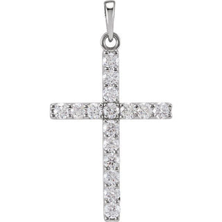 Platinum 3/4 CTW Natural Diamond Cross Pendant