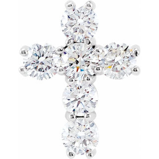 14K White 9/10 CTW Natural Diamond Cross Pendant