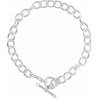Sterling Silver 5.9 mm  Charm Cable  6 1/2" Bracelet