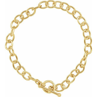 24K Yellow Gold-Plated Sterling Silver 5.9 mm Charm Cable 7 1/4" Bracelet