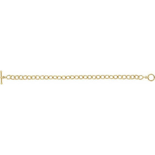 24K Yellow Gold-Plated Sterling Silver 5.9 mm Charm Cable 7 1/4" Bracelet