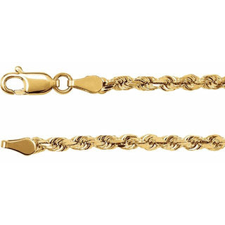 7 Inch Diamond Cut Rope Bracelet With Lobster Clasp 14K Yellow Gold