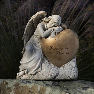 12.25-Inch Sleeping Angel With Heart Memorial Garden Statue