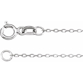 16 Inch Diamond Cut Cable Chain With Spring Ring 14K White Gold