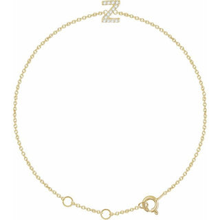 14K Yellow .06 CTW Natural Diamond Initial Z 6-7" Bracelet