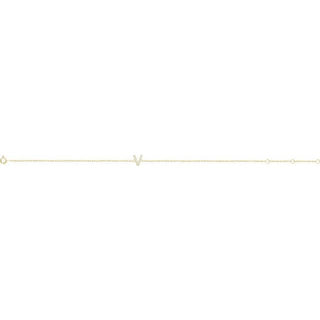 14K Yellow .05 CTW Natural Diamond Initial V 6-7" Bracelet