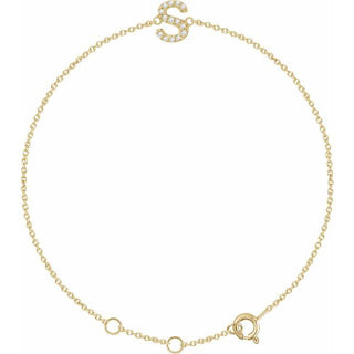 14K Yellow .05 CTW Natural Diamond Initial S 6-7" Bracelet