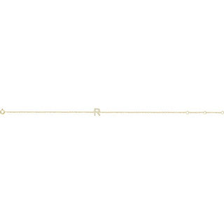 14K Yellow .06 CTW Natural Diamond Initial R 6-7" Bracelet