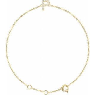 14K Yellow .05 CTW Natural Diamond Initial P 6-7" Bracelet