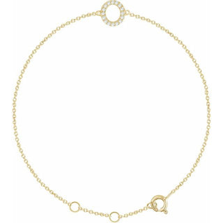 14K Yellow .06 CTW Natural Diamond Initial O 6-7" Bracelet