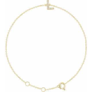 14K Yellow .04 CTW Natural Diamond Initial L 6-7" Bracelet