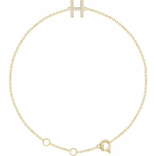 14K Yellow .06 CTW Natural Diamond Initial H 6-7" Bracelet