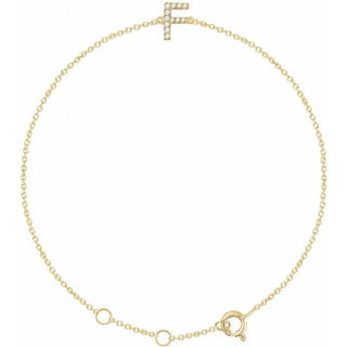 14K Yellow .05 CTW Natural Diamond Initial F 6-7" Bracelet