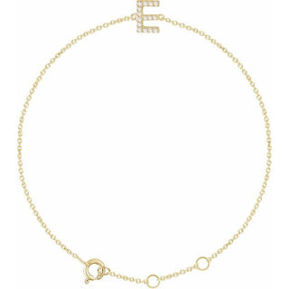 14K Yellow .06 CTW Natural Diamond Initial E 6-7" Bracelet