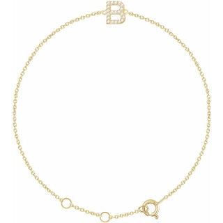 14K Yellow .07 CTW Natural Diamond Initial B 6-7" Bracelet