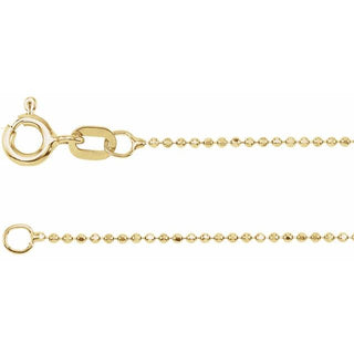 7 Inch Diamond Cut Bead Bracelet With Spring Ring 14K Yellow Gold