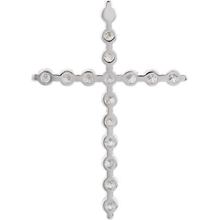 14K White 1 3/8 CTW Natural Diamond Cross Pendant