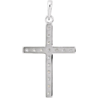 Platinum 3/4 CTW Natural Diamond Cross Pendant