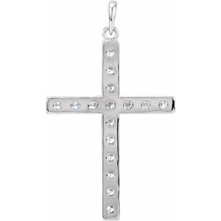 Platinum 1 3/8 CTW Natural Diamond Cross Pendant