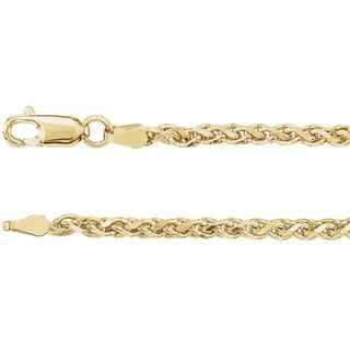 7 Inch Diamond Cut Wheat Bracelet With Lobster Clasp 14K White Gold