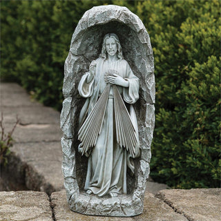 18.5-Inch Led Solar Divine Mercy Grotto Garden Statue
