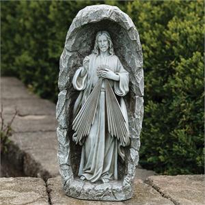 18.5-Inch Led Solar Divine Mercy Grotto Garden Statue - View 2