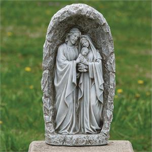 18.75-Inch Led Solar Holy Family Grotto Garden Statue - View 2