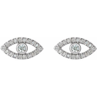 Platinum Natural White Sapphire & Natural White Sapphire Evil Eye Earrings