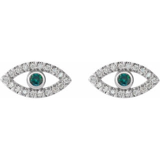 Platinum Natural Alexandrite & Natural White Sapphire Evil Eye Earrings