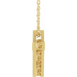14K Yellow Scroll Cross 16-18" Necklace