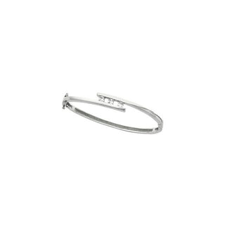 14K White 5/8 CTW Natural Diamond Bangle 6 1/2" Bracelet   