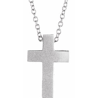 14K White Scroll Cross 16-18" Necklace