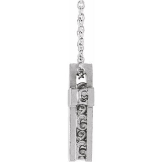 14K White Scroll Cross 16-18" Necklace