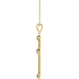 14K Yellow Natural Black Onyx Cross 16-18" Necklace