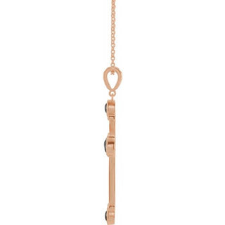 14K Rose Natural Black Onyx Cross 16-18" Necklace