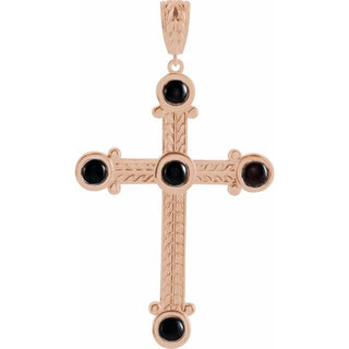 14K Rose Natural Black Onyx Pendant