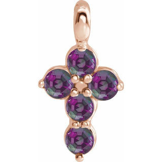 14K Rose Natural Alexandrite Cross Pendant