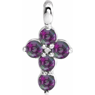 Sterling Silver Lab-Grown Alexandrite Cross Pendant