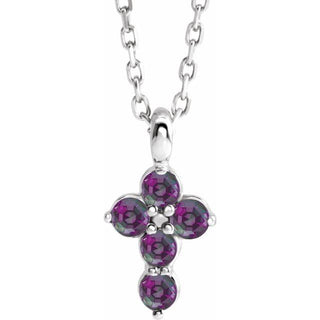 Platinum Natural Alexandrite Cross 16-18" Necklace