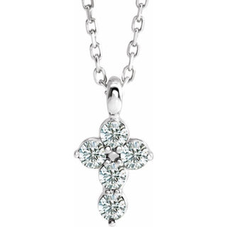 Sterling Silver 1/6 CTW Natural Diamond Cross 16-18" Necklace