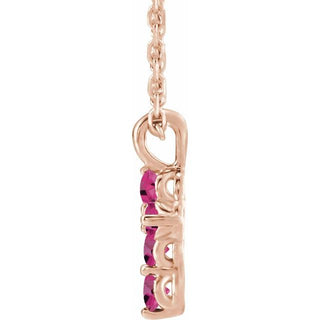 14K Rose Natural Pink Tourmaline Cross 16-18" Necklace