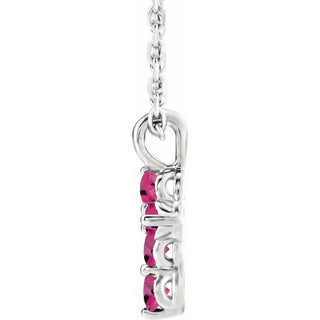 Sterling Silver Natural Pink Tourmaline Cross 16-18" Necklace