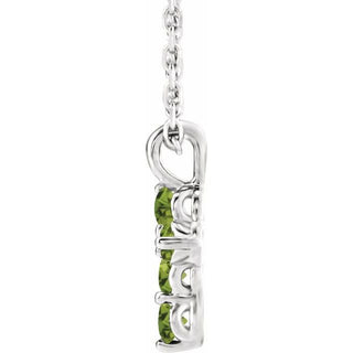 14K White Natural Peridot Cross 16-18" Necklace