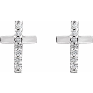 Sterling Silver .06 CTW Natural Diamond Cross Earrings