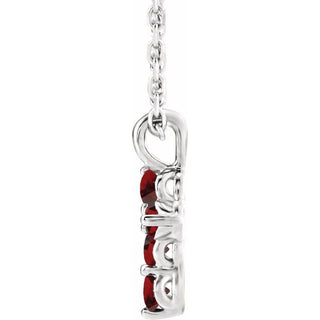 14K White Natural Mozambique Garnet Cross 16-18" Necklace