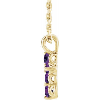 14K Yellow Natural Amethyst Cross 16-18" Necklace